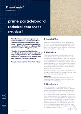 Prime Particleboard Technical Data Sheet / BPIR