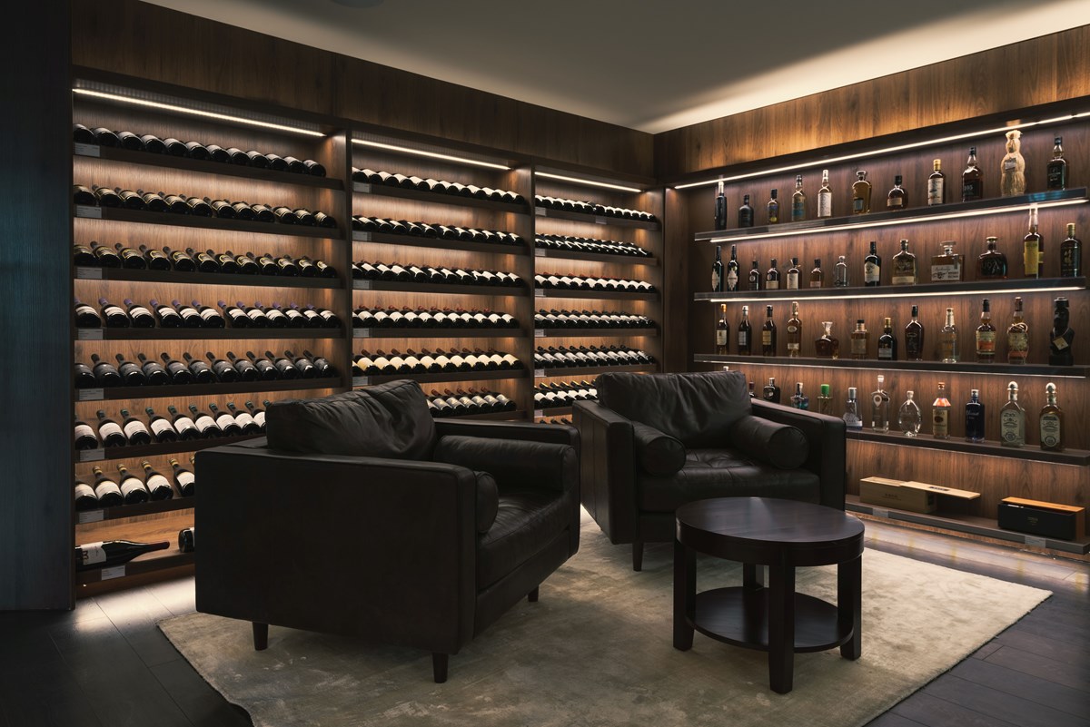 tahoe walnut wine room