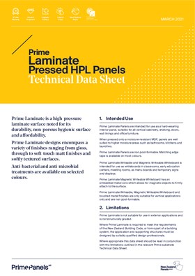 Prime Laminate Pressed HPL Panels Technical Data Sheet