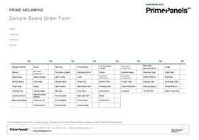Prime Melamine Board Order Form
