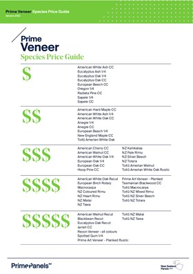 Prime Veneer Species Price Guide