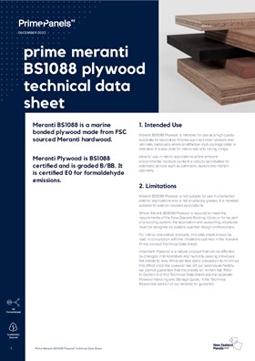 Prime Meranti BS1088 Plywood Technical Data Sheet