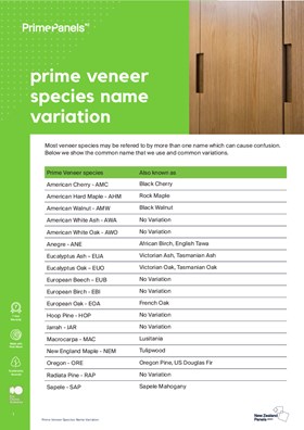 Prime veneer species name variation