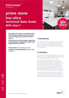 Prime Stone low-silica Technical Data Sheet / BPIR