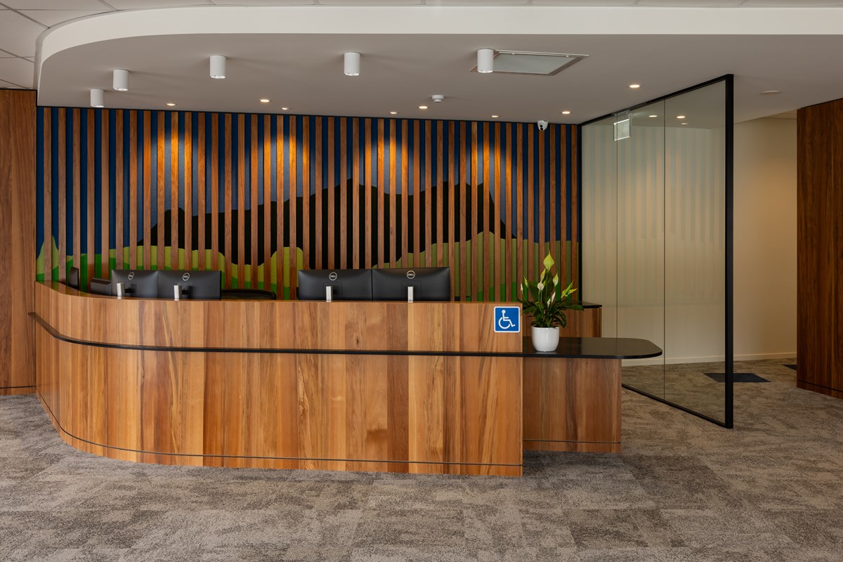 Mixed Toitu Rimu reception area