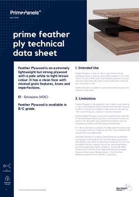 Prime Feather Plywood Technical Data Sheet