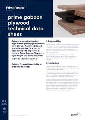 Prime Gaboon Plywood Technical Data Sheet