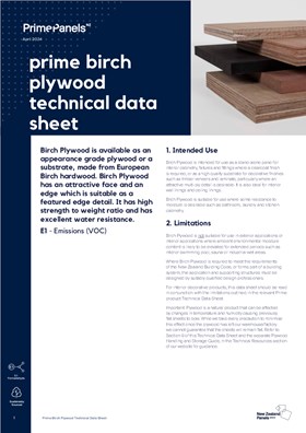 Prime Birch Plywood Technical Data Sheet