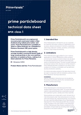 Prime Particleboard Technical Data Sheet / BPIR