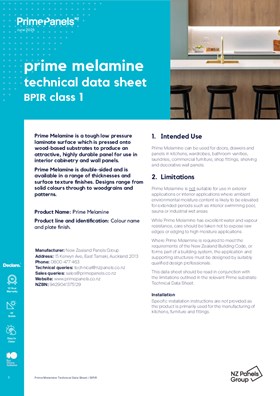 Prime Melamine Technical Data Sheet / BPIR