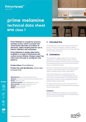 Prime Melamine Technical Data Sheet / BPIR