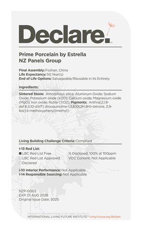 Prime Porcelain Declare certificate
