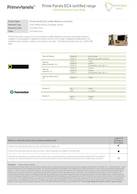 Envirospec Greenstar summary Prime Panel products
