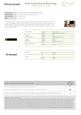 Envirospec Greenstar summary Prime Panel products