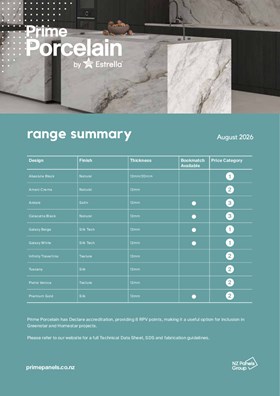 Prime Porcelain Range Summary Chart