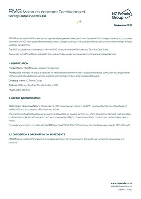PMG Moisture-resistant Particleboard SDS